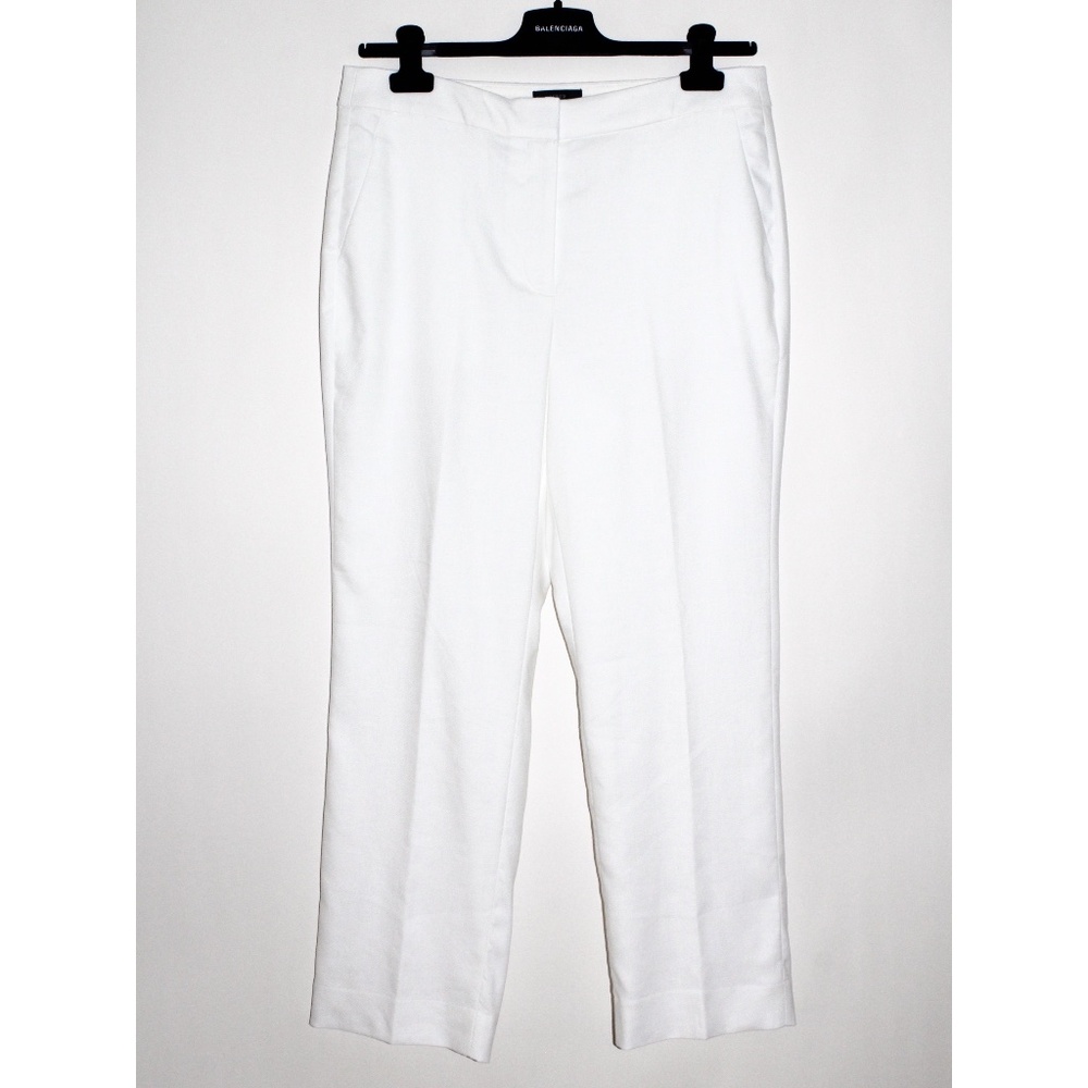J. Crew "Kate" Straight-Leg Stretch Linen Trousers in White